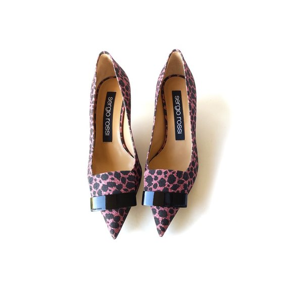 SERGIO ROSSI Heels SR1 Pink Leopard Kitten Heels Womens Size 6